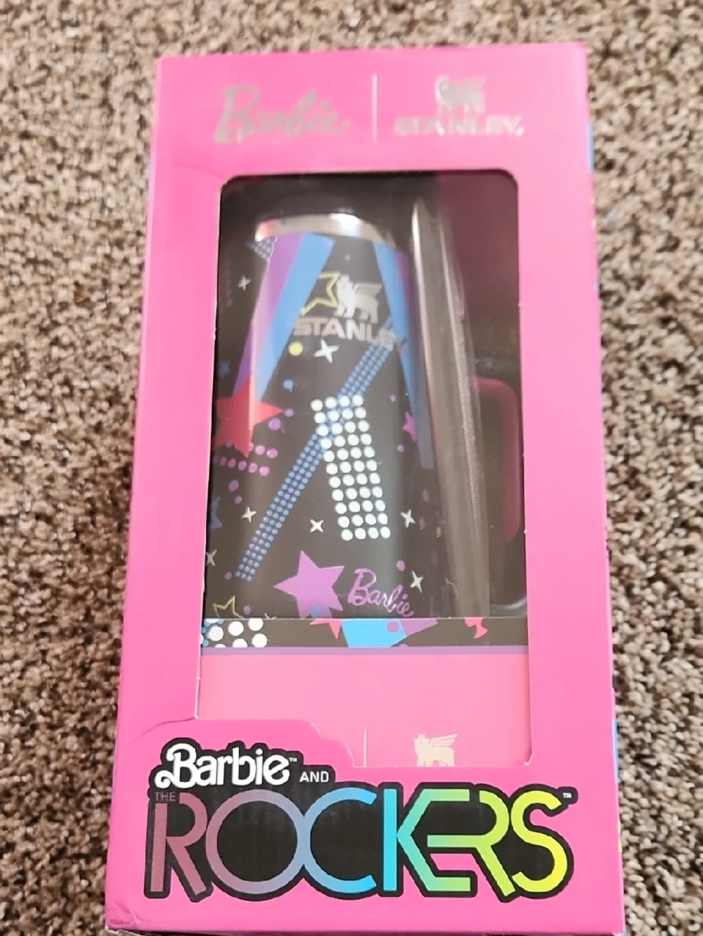 Barbie x Stanley Black Starry Travel Tumbler - Pink & Black - Picture 1 of 5